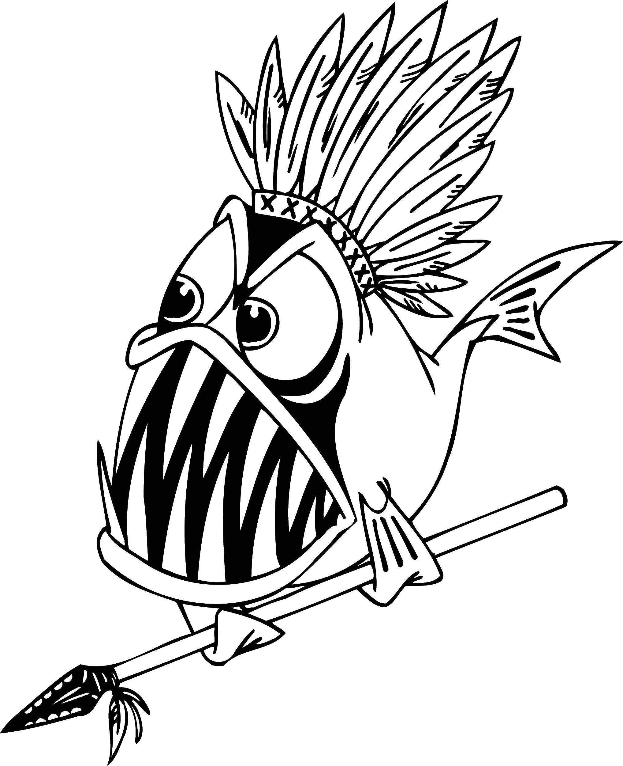Online coloring pages coloring page piranha indian coloring download print coloring page