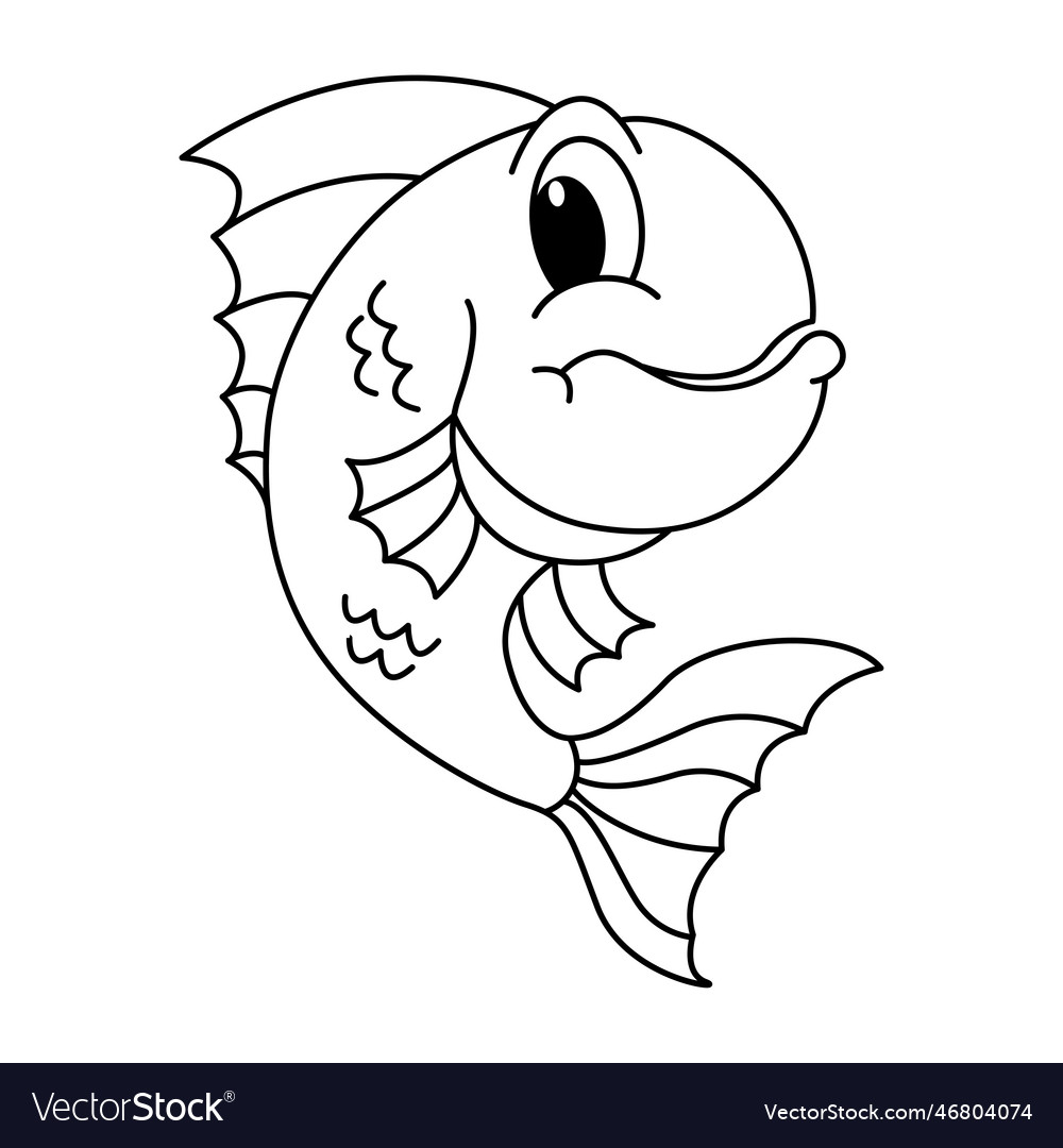 Piranha fish cartoon coloring page royalty free vector image
