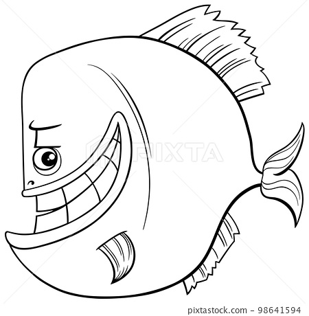 Cartoon piranha fish animal character coloring