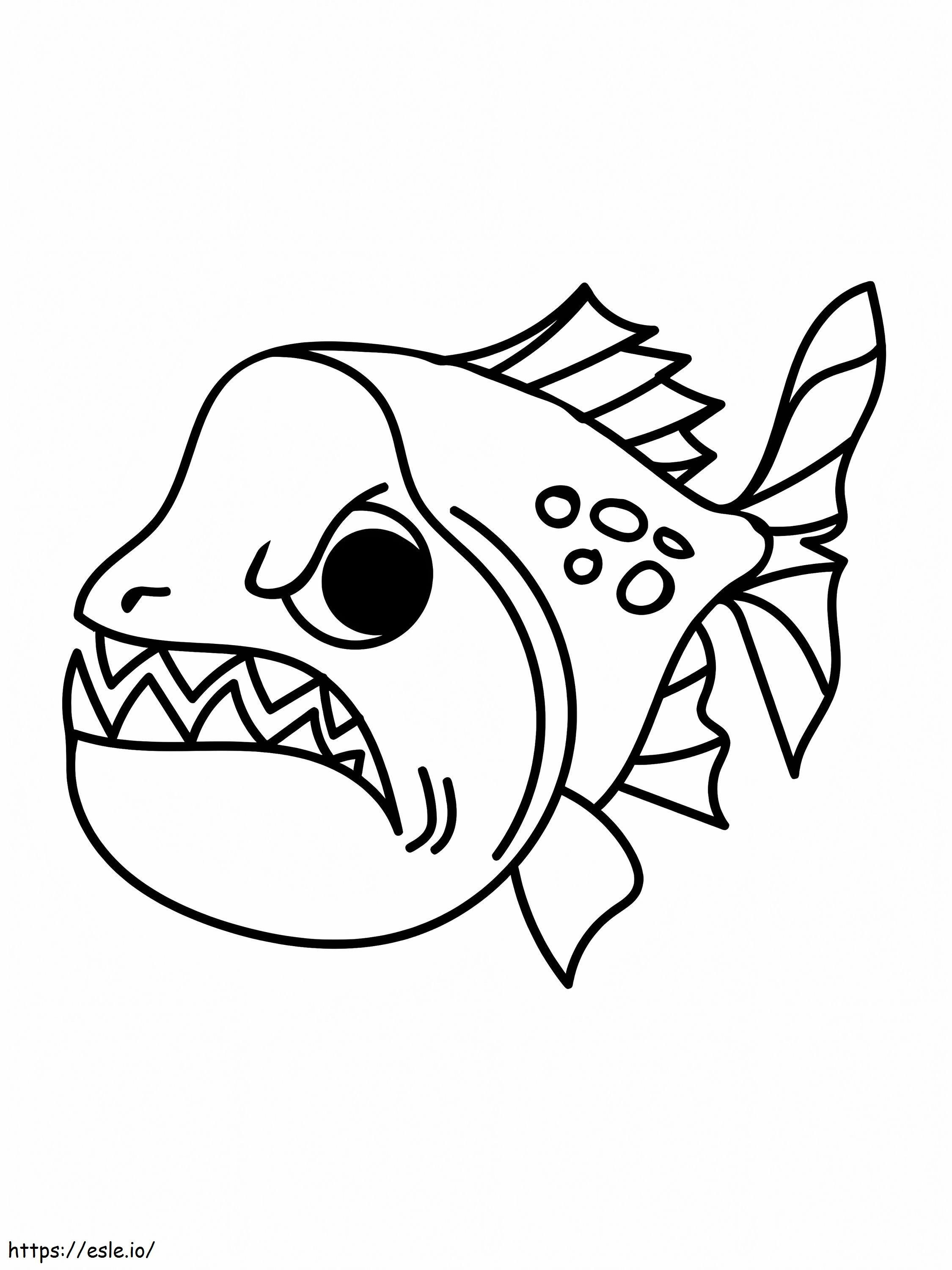 Angry piranha fish coloring page