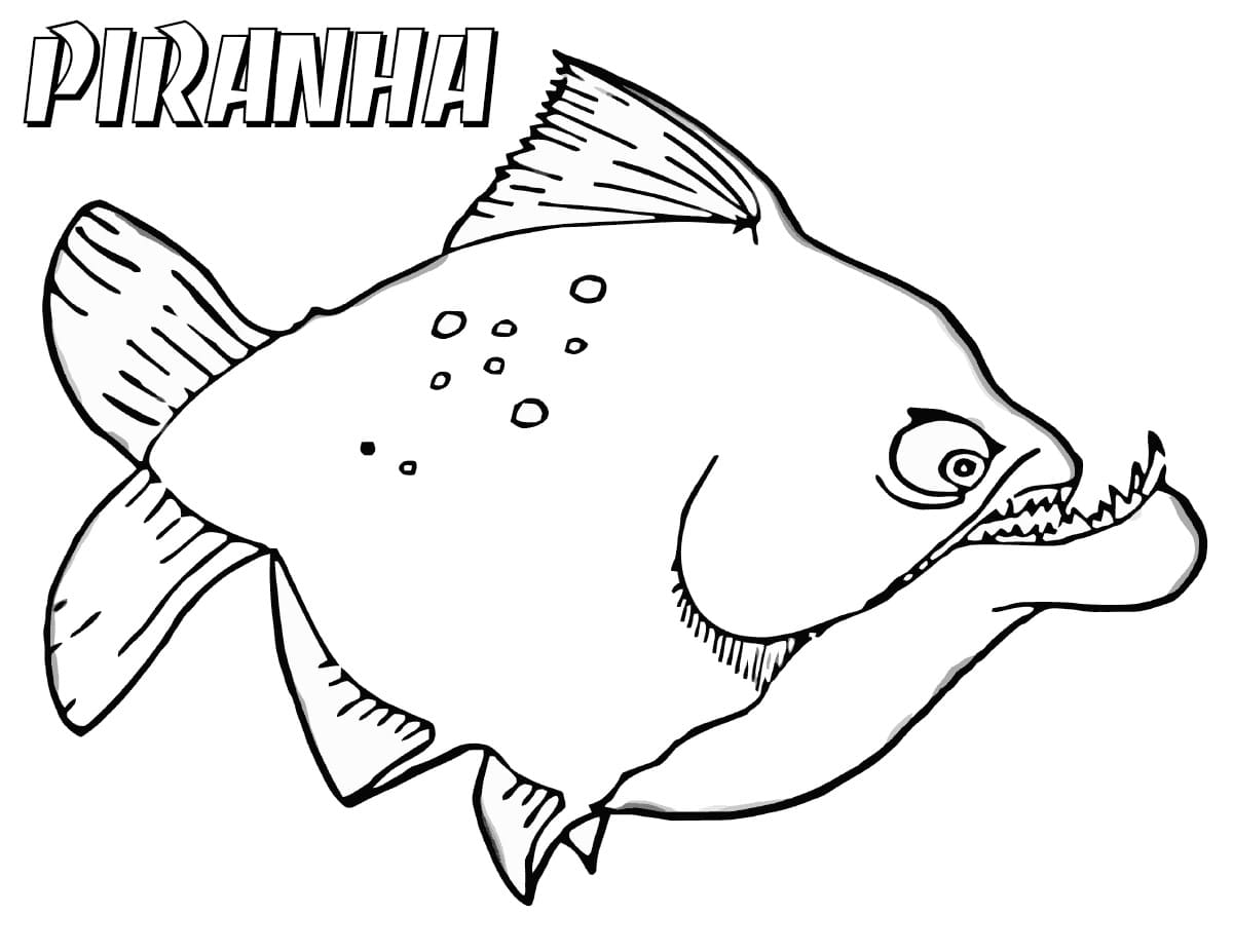 Dangerous piranha coloring page