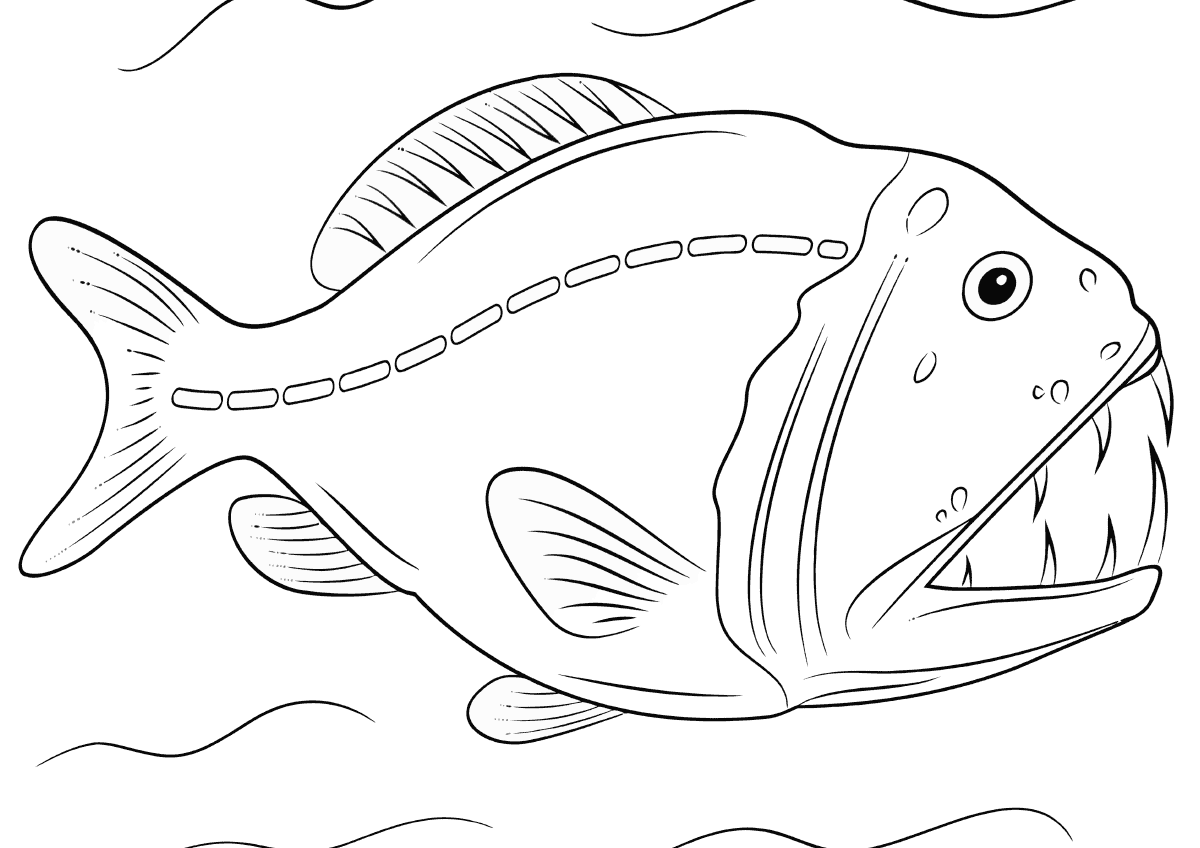 Piranha attacks coloring book to print and online