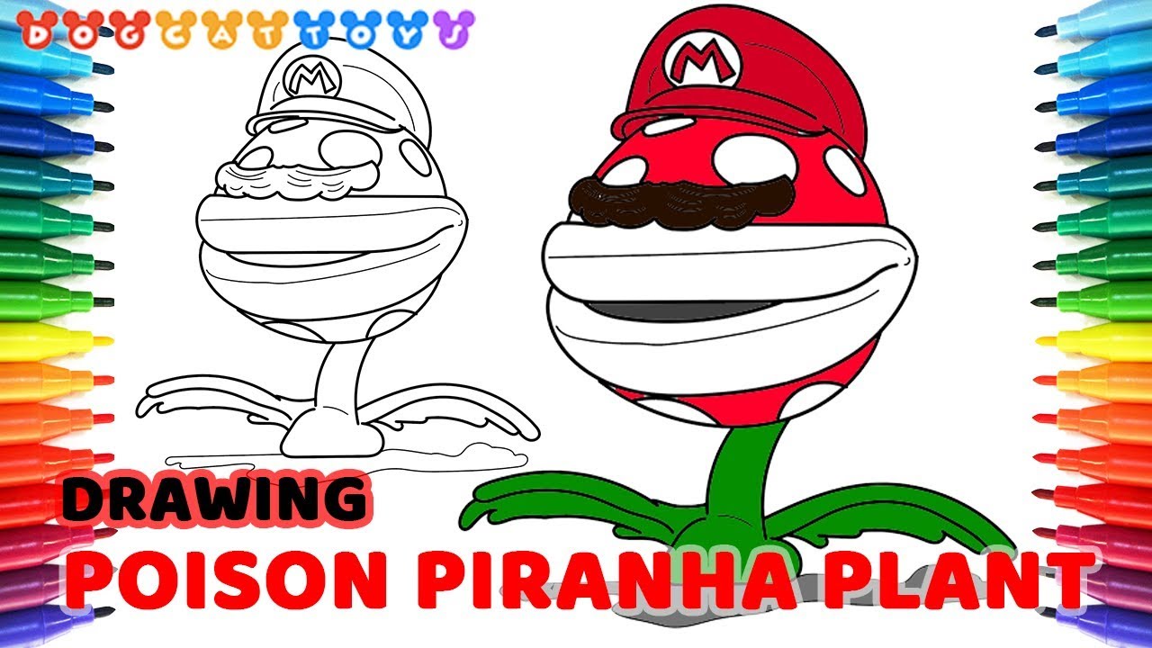Drawing super mario odyssey mario poison piranha plant drawing coloring pages for kids