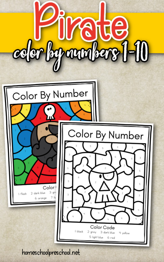 Yo ho matey a free pirate color by number activity