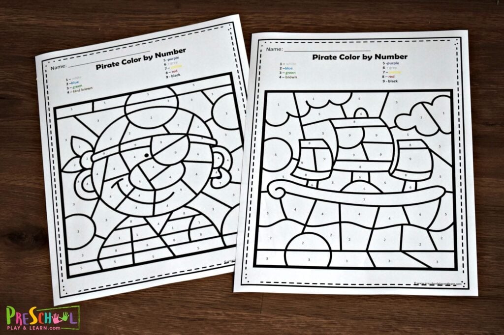 Ðâ ï free pirate color by number printable worksheets for kids