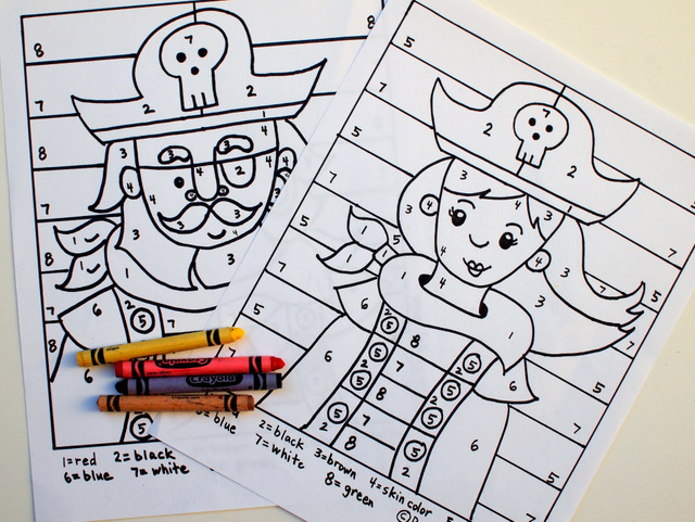 Free color by number pirate printables and book list pink stripey socks