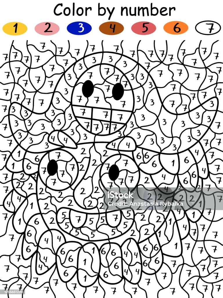 Pirate color by number vector worksheet stock illustration