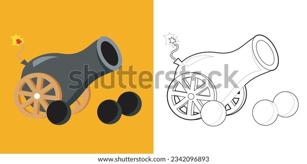 Coloring page pirate cannon fire ball àààààààààªàààà àààààààààààªààààà