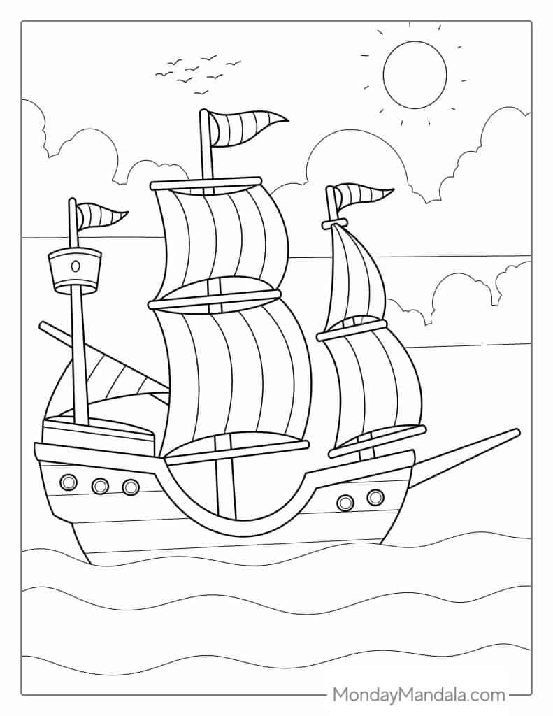 Pirate ship coloring pages free pdf printables