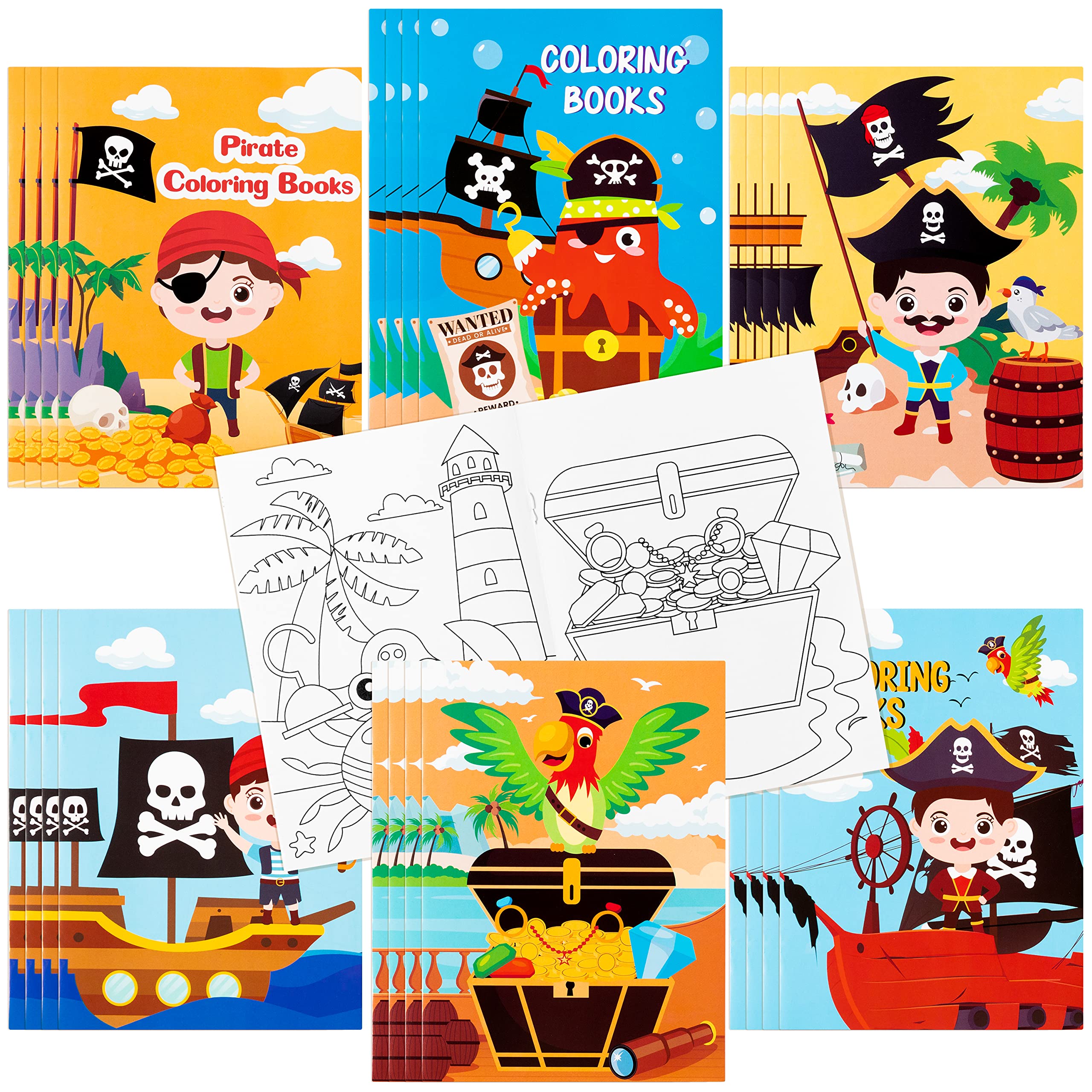 Japbor pcs pirate coloring books for kids pirates parrot treasures color pages drawing booklet party favors supplies nautical theme diy art doodle painting games booklet goodie bags fillers toys