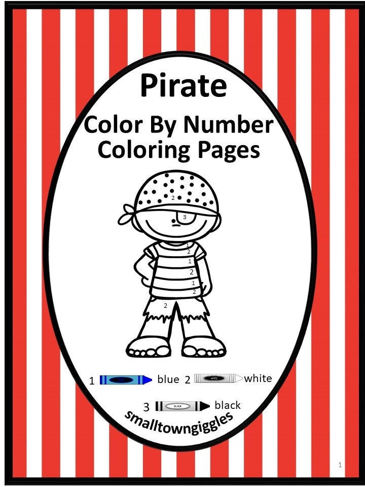 Pirate color by number coloring pages digital downloadearly childhood early finishers math centers fine motor activities