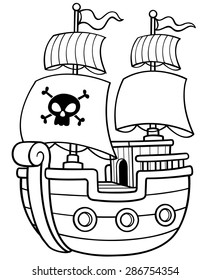 Vector illustration pirate ship coloring book stock vector royalty free
