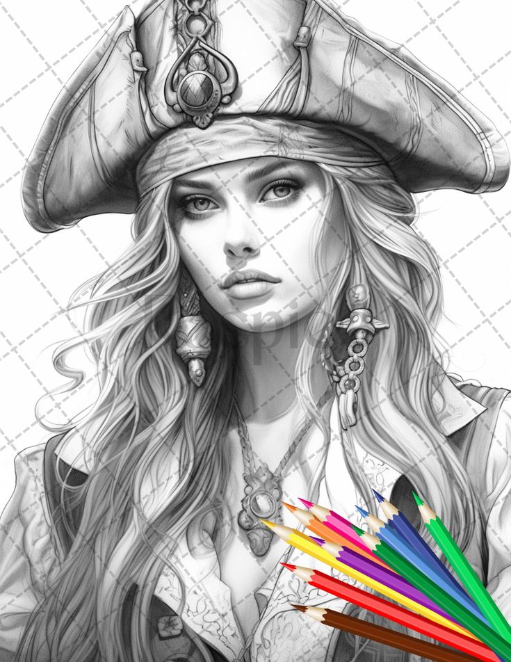 Beautiful pirate princess coloring book printable for adults grays coloring books princess coloring grayscale coloring