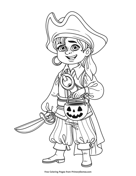 Boy in pirate costume coloring page â free printable pdf from
