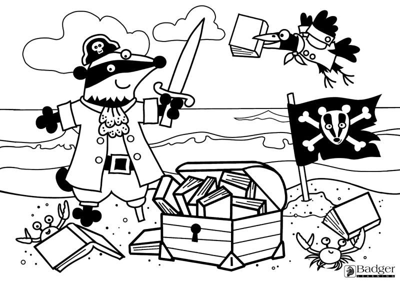 Badger learning pirate louring sheet for year reception by badger learning primary schools badger learning