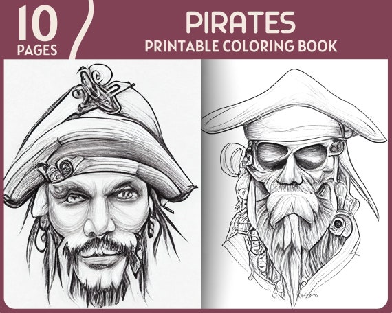 Pirates coloring pages sea ship pirate illustrations nautical printable coloring book realistic pirate faces