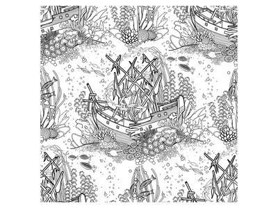 Sunken pirateship coloring coloring poster