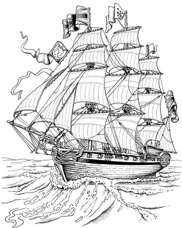 Coloring full rigged ship picture adult coloring pages coloring pages coloring books