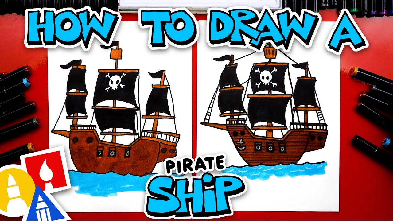 How to draw a super cool pirate ship