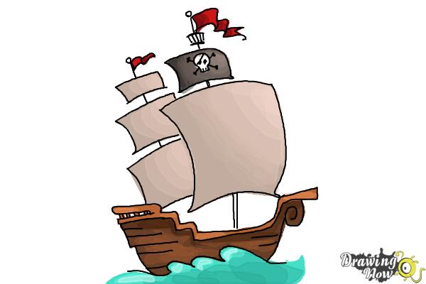 How to draw a pirate ship for kids