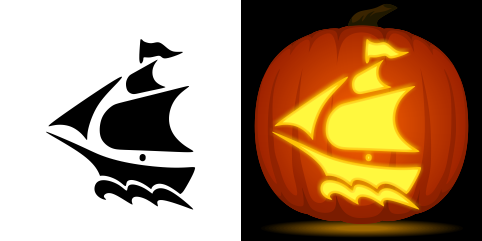 Free pirate ship pumpkin stencil
