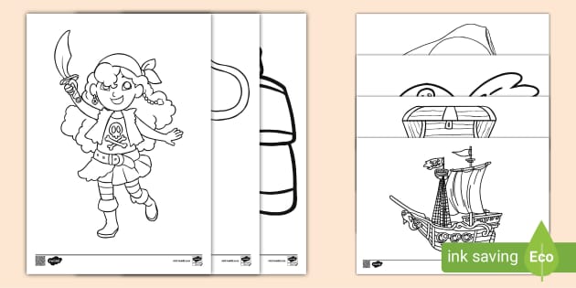 Pirate colouring pictures primary resources