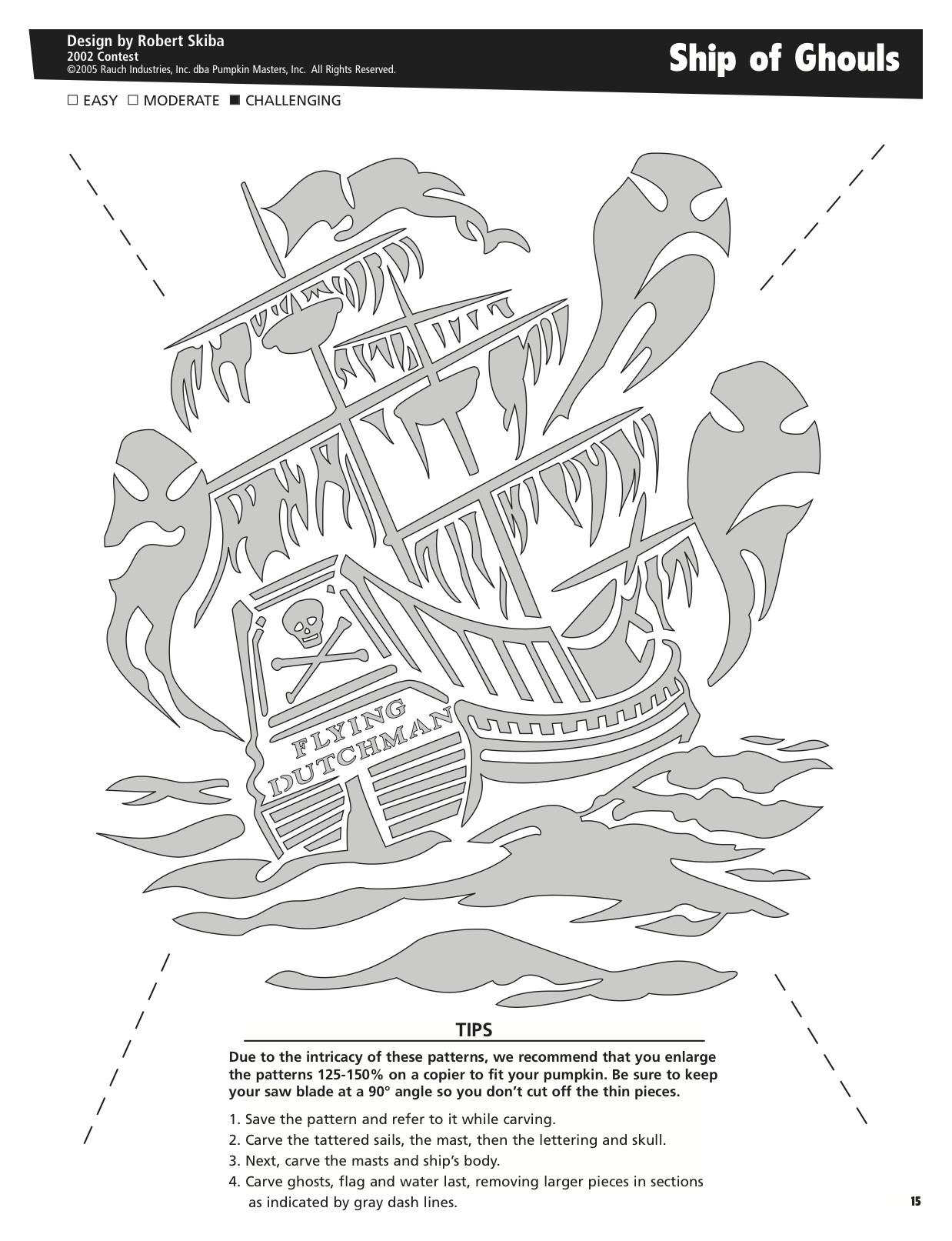 Pirate ship boat pumpkin stencil