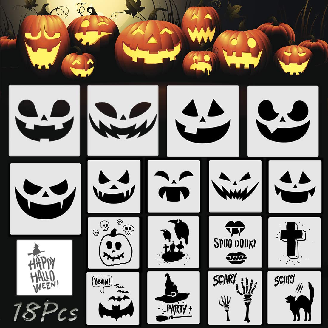 Halloween reusable plastic stencils