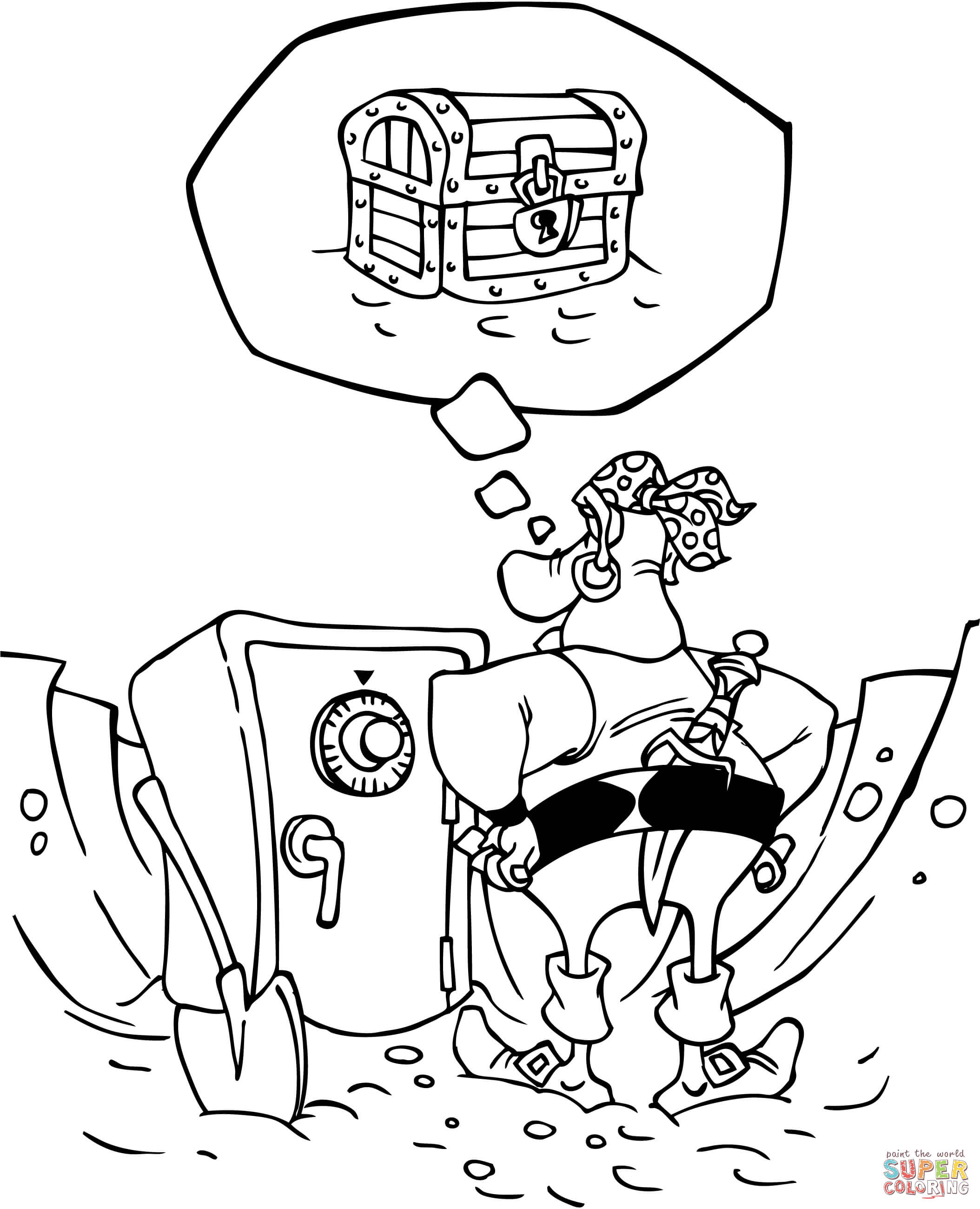 Pirate found a buried treasure coloring page free printable coloring pages