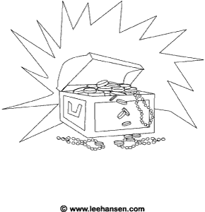 Pirate treasure coloring picture