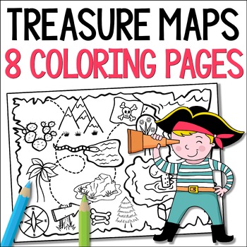 Treasure map coloring pages