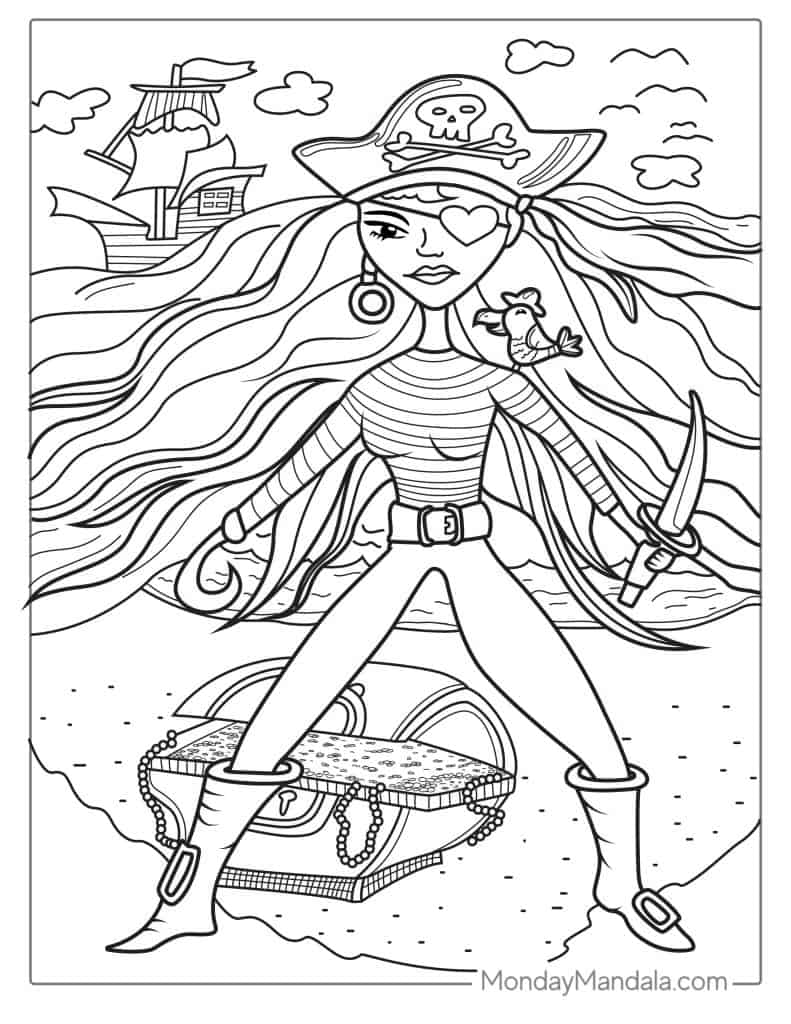 Pirate coloring pages free pdf printables