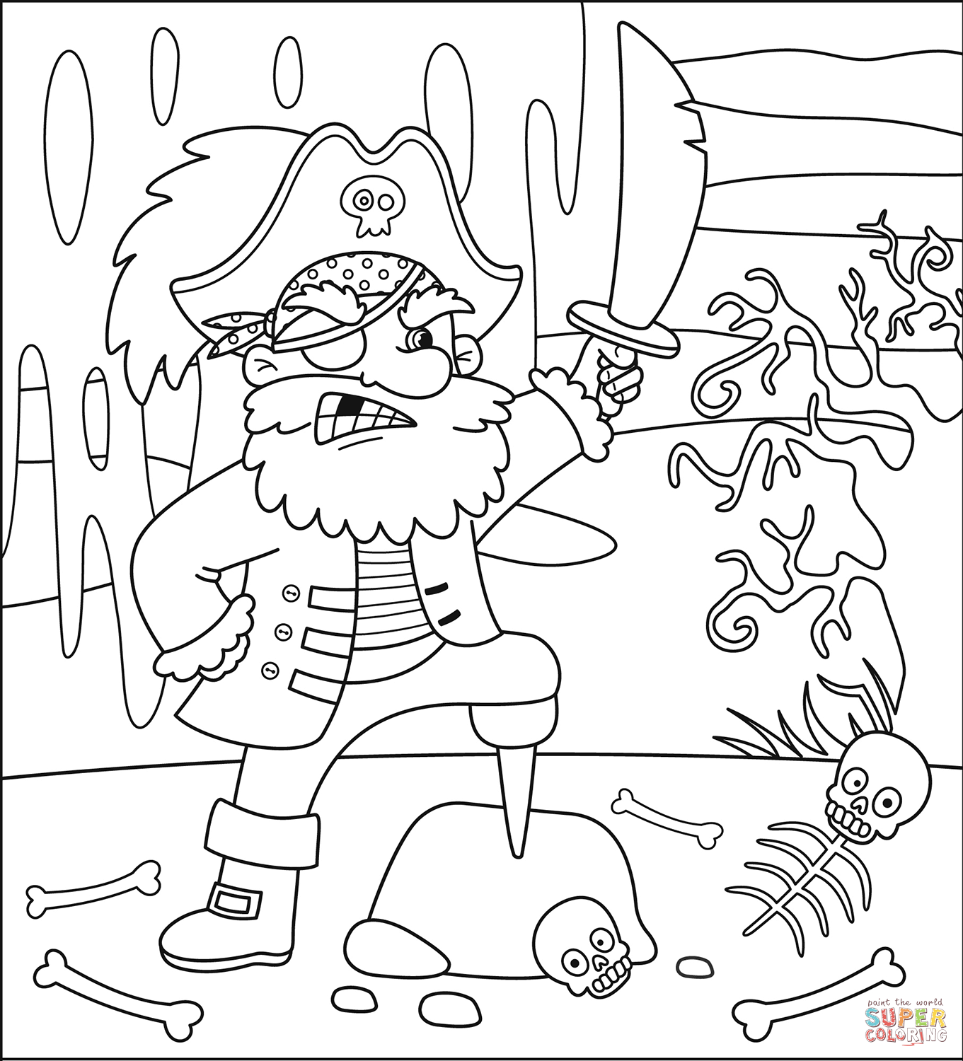 Pirate coloring page free printable coloring pages