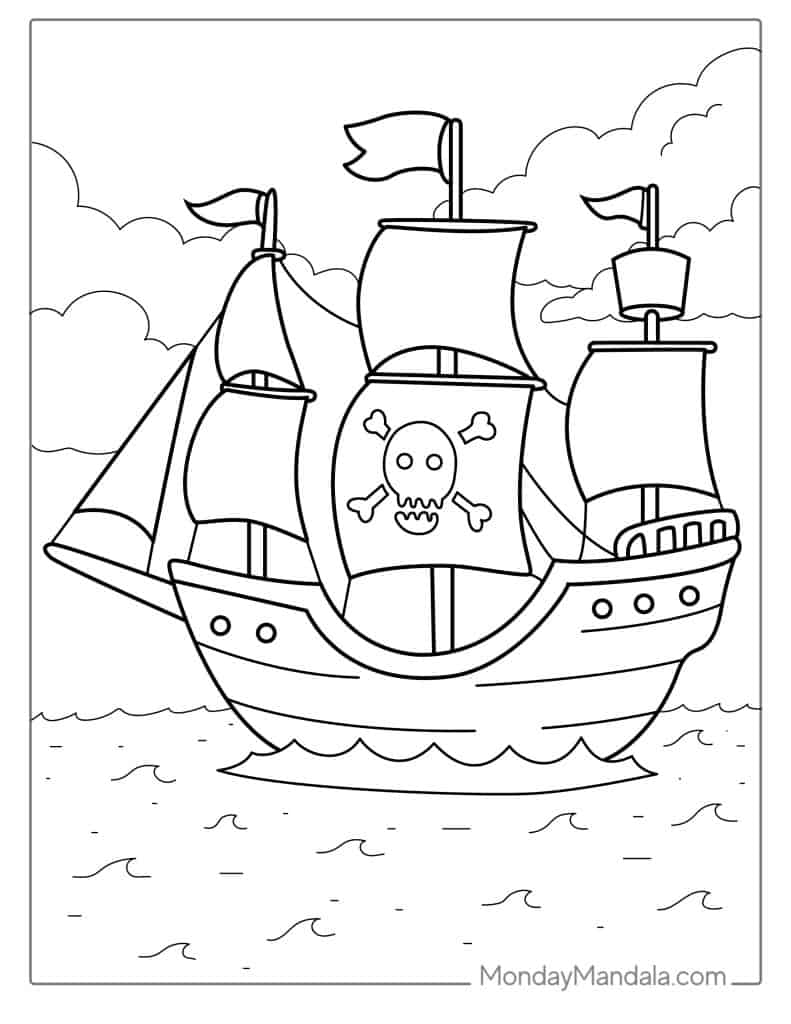 Pirate coloring pages free pdf printables
