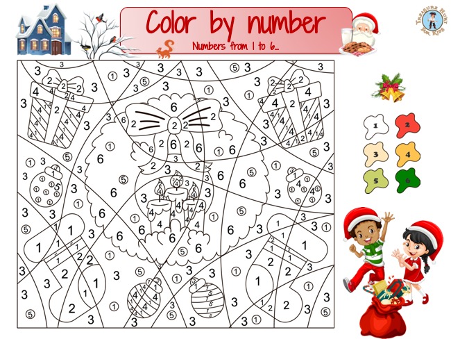 Color by number coloring pages for kids
