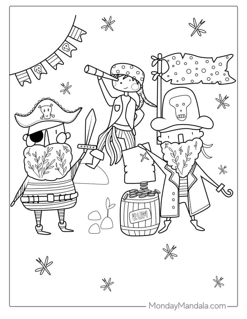 Pirate coloring pages free pdf printables