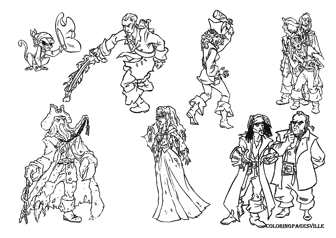 Pirates of the caribbean coloring pages