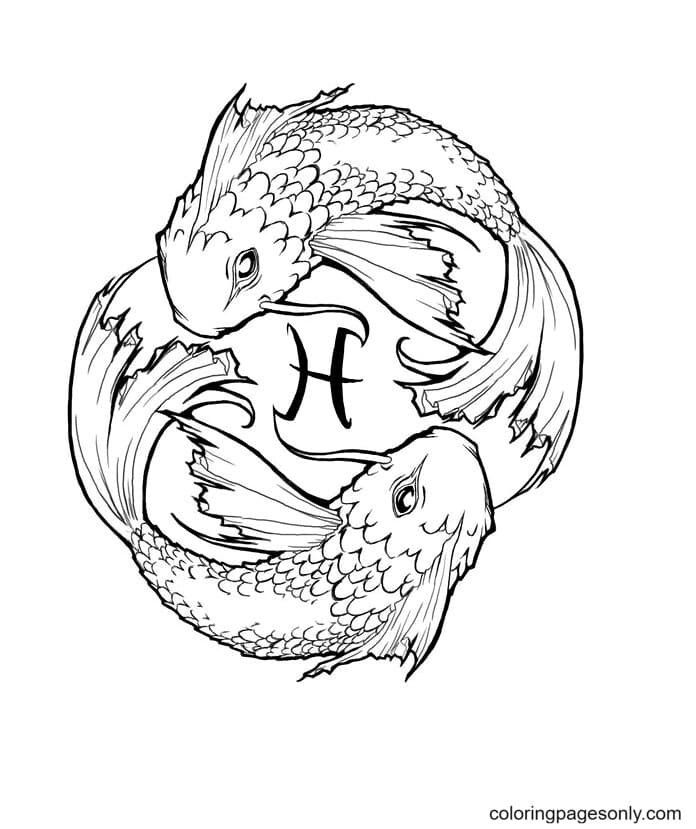 Pisces coloring pages printable for free download