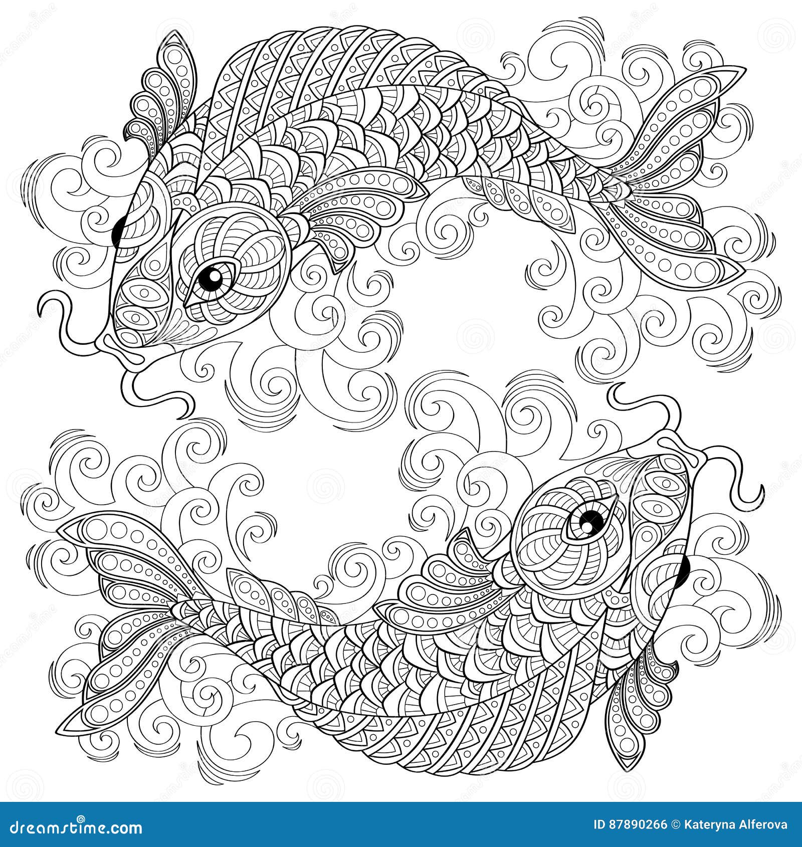 Pisces coloring page stock illustrations â pisces coloring page stock illustrations vectors clipart
