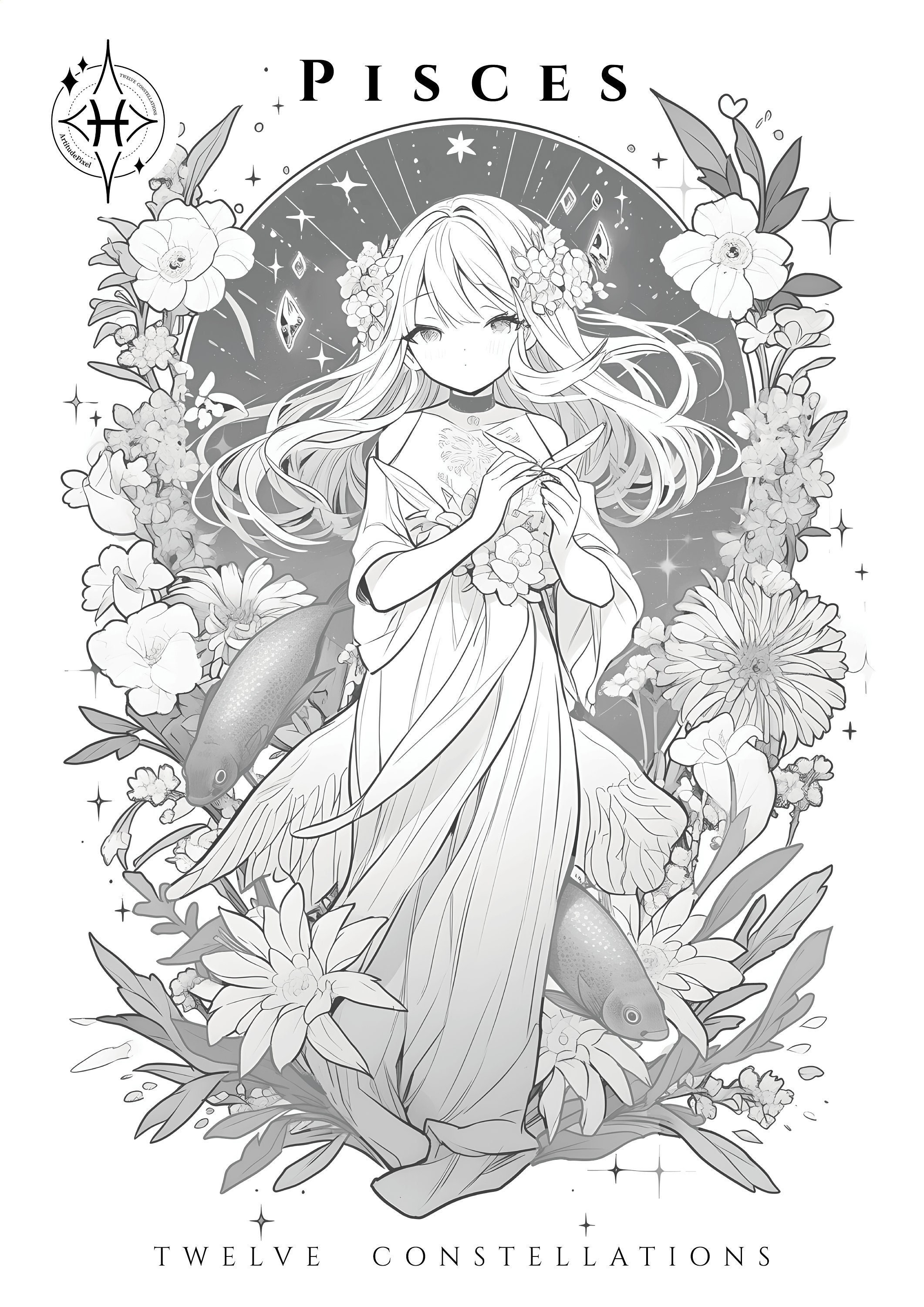 Digital coloring page anime