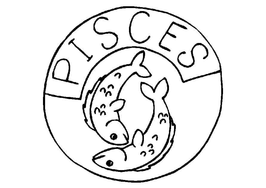 Print pisces symbol coloring page
