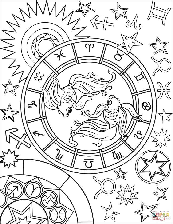 Pisces zodiac sign coloring page free printable coloring pages witch coloring pages love coloring pages coloring pages inspirational