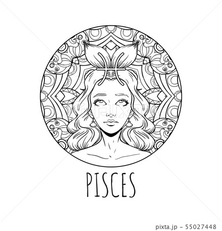 Pisces zodiac sign artwork adult coloring book