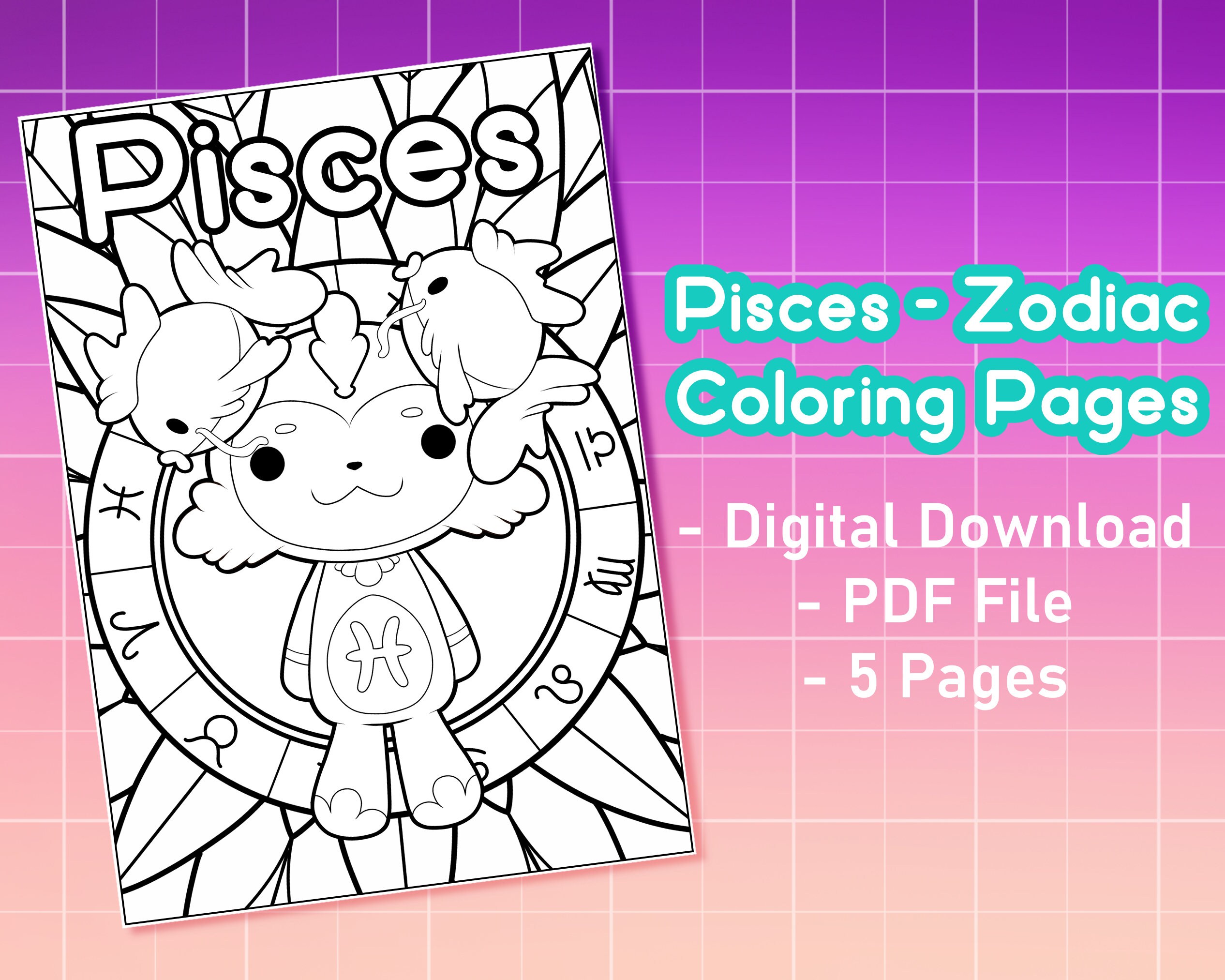 Pisces coloring pages astrological sign coloring pages cute zodiac coloring pages printable coloring pages adult coloring pages