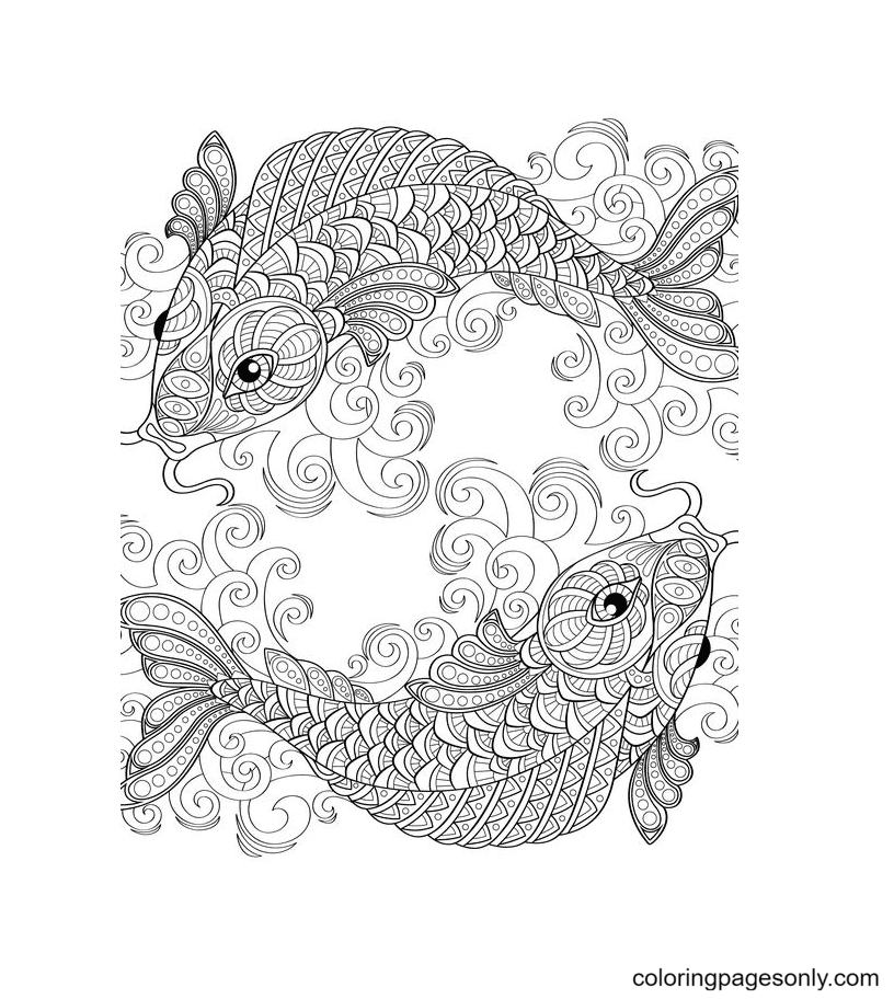 Pisces coloring pages printable for free download
