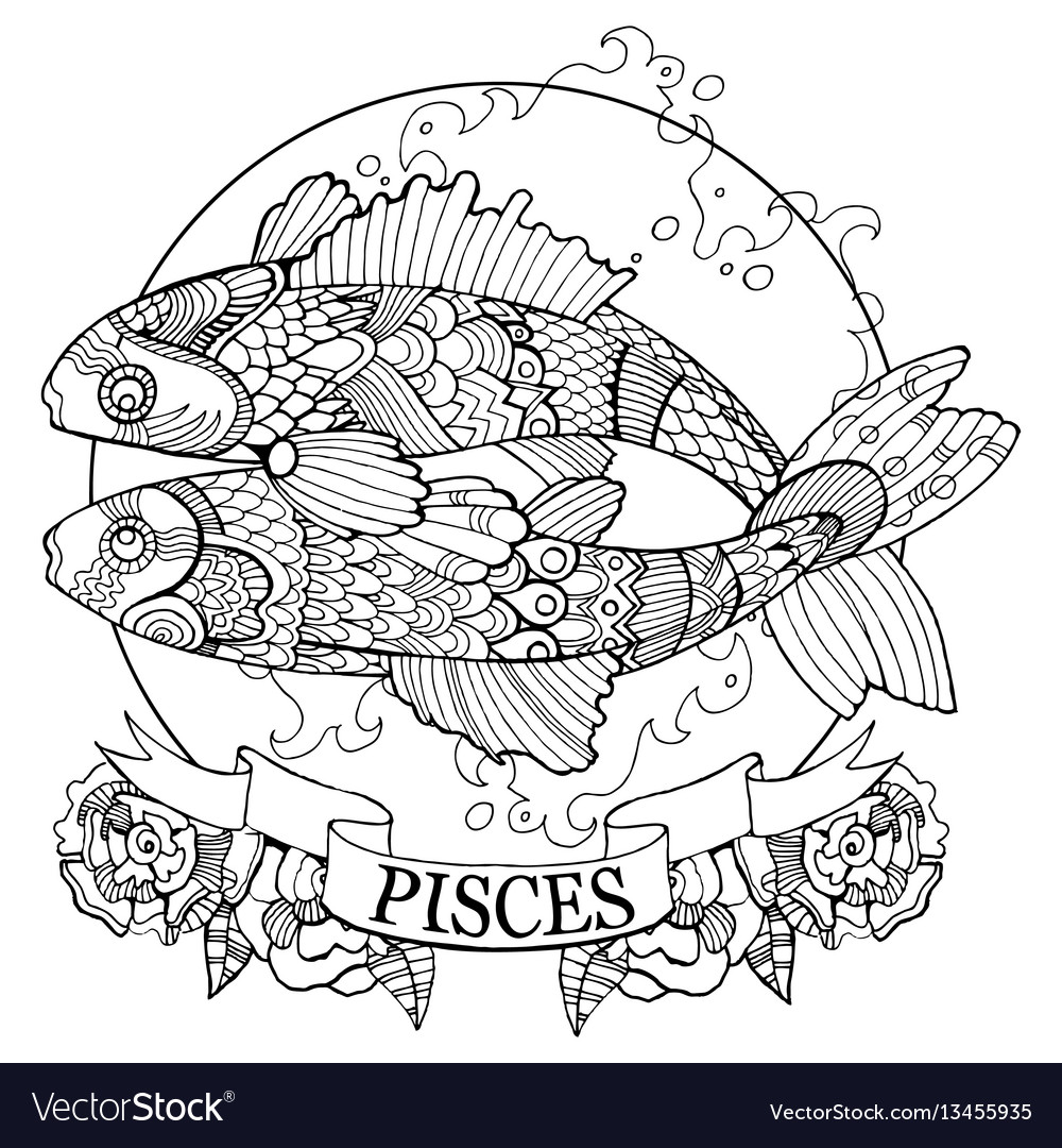 Pisces zodiac sign coloring book royalty free vector image