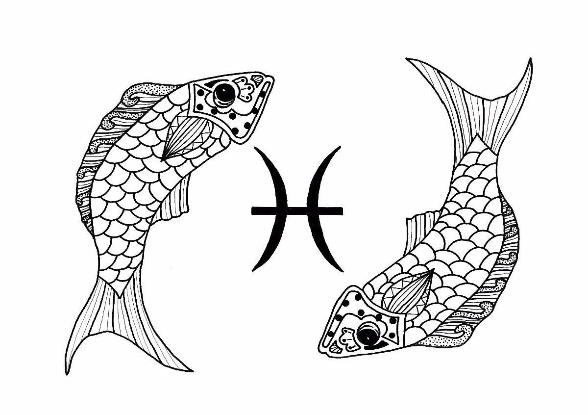 Pisces adult coloring page