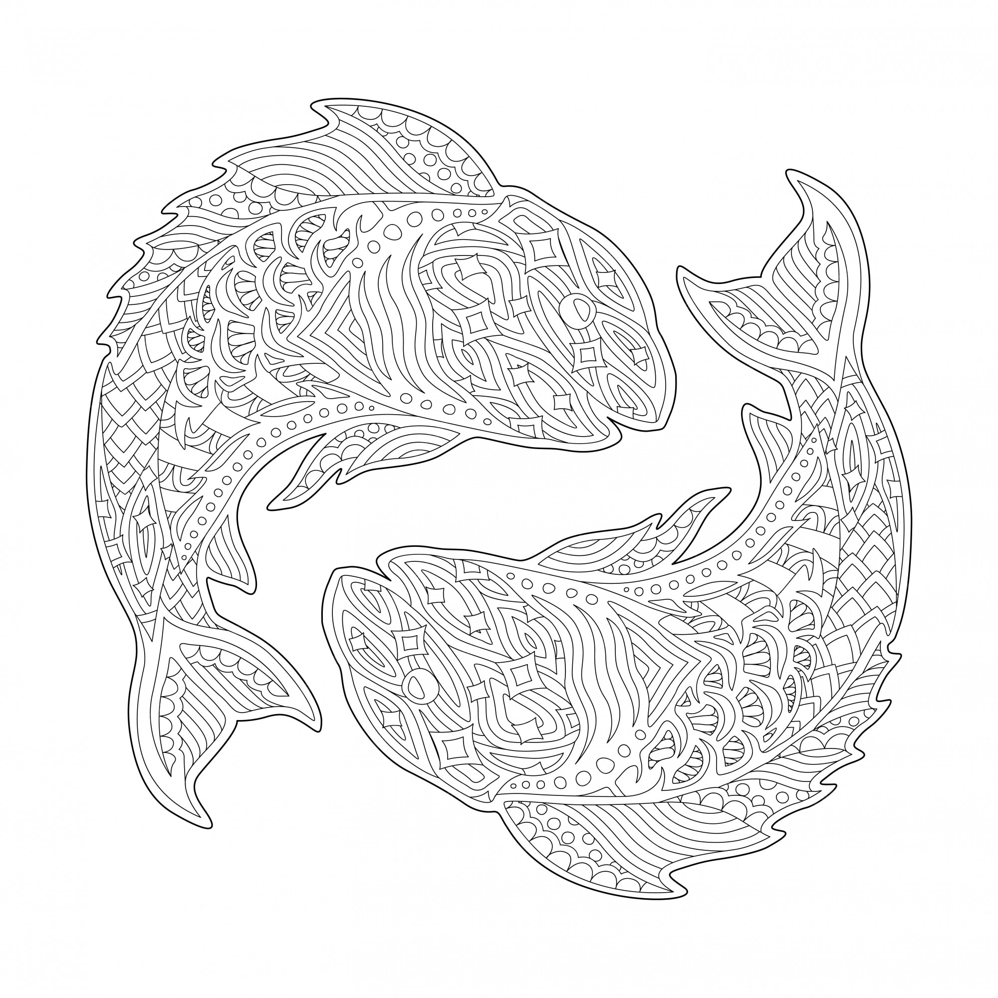 Premium vector coloring book page with zodiac sign pisces