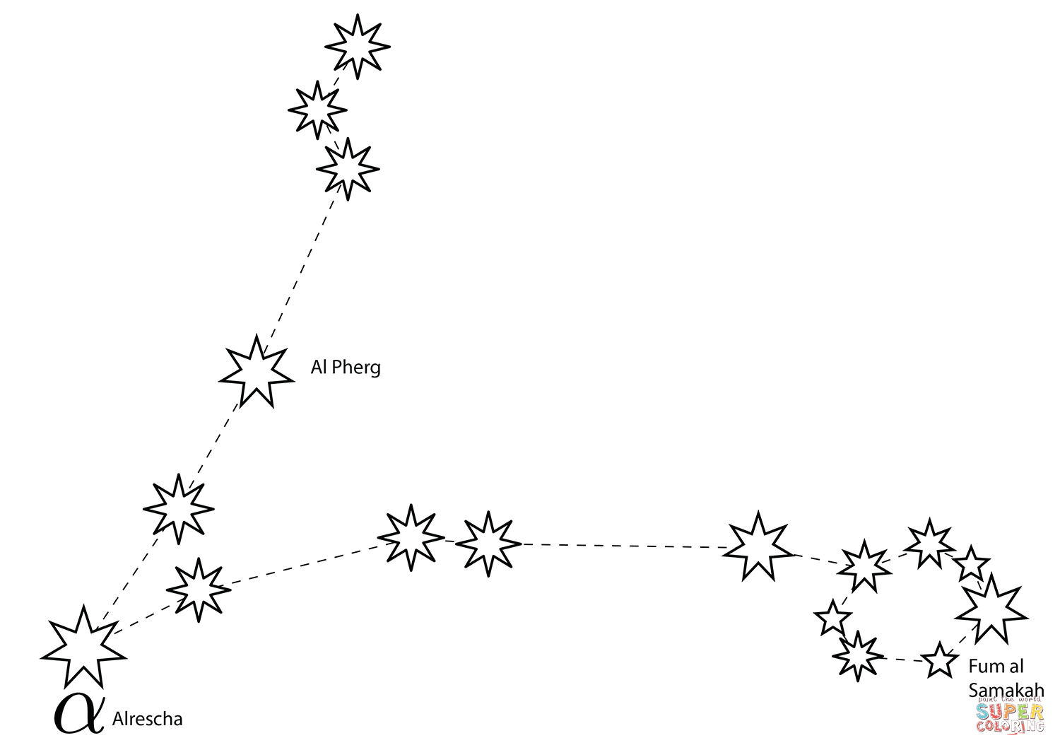 Pisces constellation coloring page free printable coloring pages