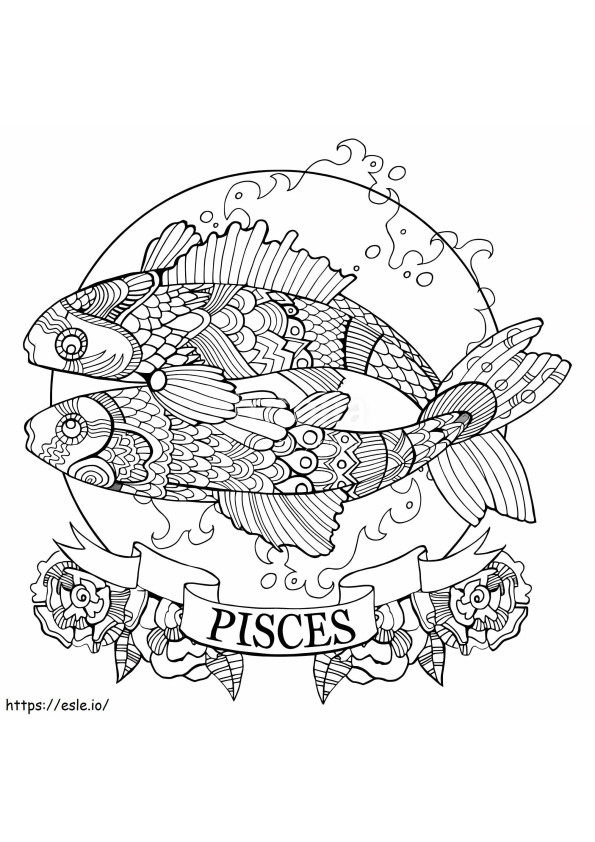 Pisces printable coloring page